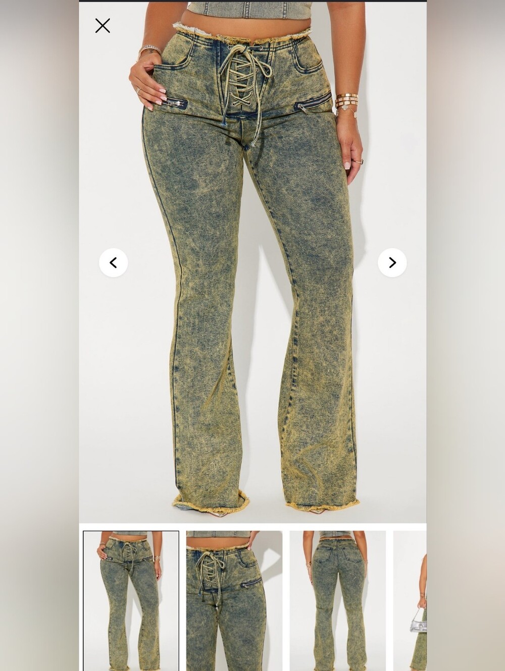 NWT!! Fashion Nova Acid Wash Lace-Up Jeans